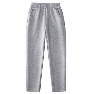 儿童灰色运动裤男女童深灰纯棉直筒伊顿长裤加绒小学生校服裤班服