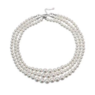 瑞秋同款三层珍珠项链女法式纯银宫廷复古优雅锁骨链轻奢