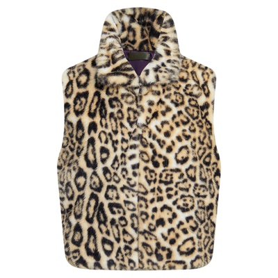 butaiiki复古豹纹立领短款马甲