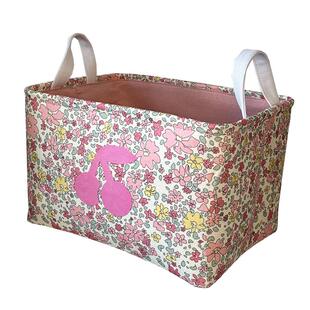 田园风樱桃烫金布艺收纳筐可水洗折叠无异味桌面储物箱家居收纳盒