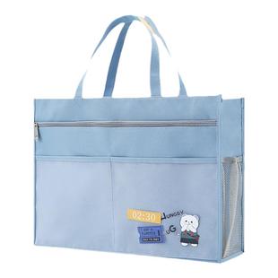 超大号A3美术袋8开8k文件袋手提书袋防水拉链式儿童补习袋大容量帆布小学生画画马克笔收纳包网格手拎资料包