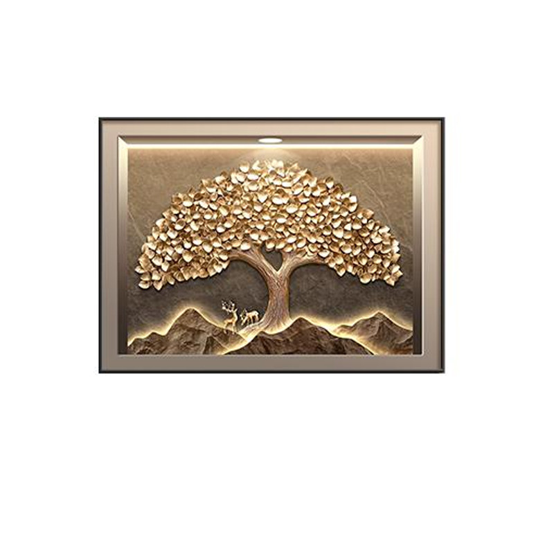发财树客厅挂画轻奢高级感沙发背景墙装饰画2025新款福禄吉祥壁画