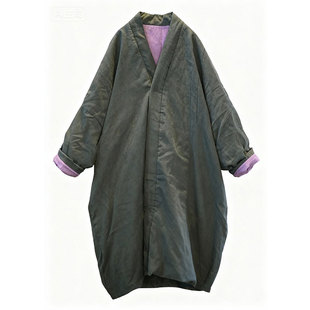 原创女装中式文艺复古宽松大码汉服式加厚保暖中长款禅意棉服外套