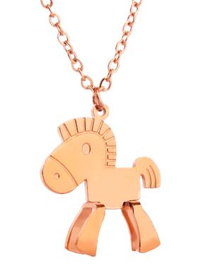 小马项链女不掉色彩金钛钢本命年