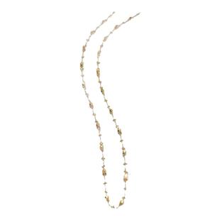 美梓珠宝18K黄金色梅花项链手工链蕾丝镭射金球素金仙女锁骨链K白