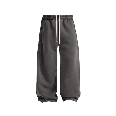 度假向岛水洗棉复古直筒宽松加绒卫裤男2026新款裤子丨25408RS002