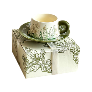 油画风铃花咖啡杯碟套装陶瓷高颜值高档精致复古女生下午茶水杯子