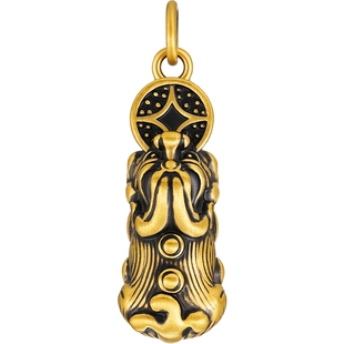 周大福衔财貔貅足金黄金吊坠男款R37995新品男士
