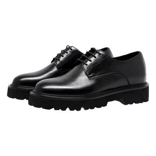 [内增高2cm]BOSSSUNWEN2025年新款正装皮鞋男真皮厚底增高德比鞋