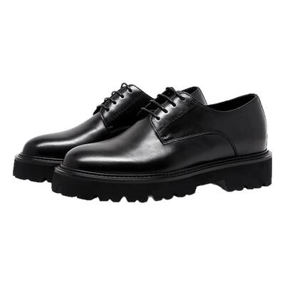 [内增高2cm]BOSSSUNWEN春夏新款正装皮鞋男真皮厚底增高德比鞋