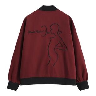KetchupVintage（闭店清仓中）酒红刺绣小众棒球服夹克男女外套