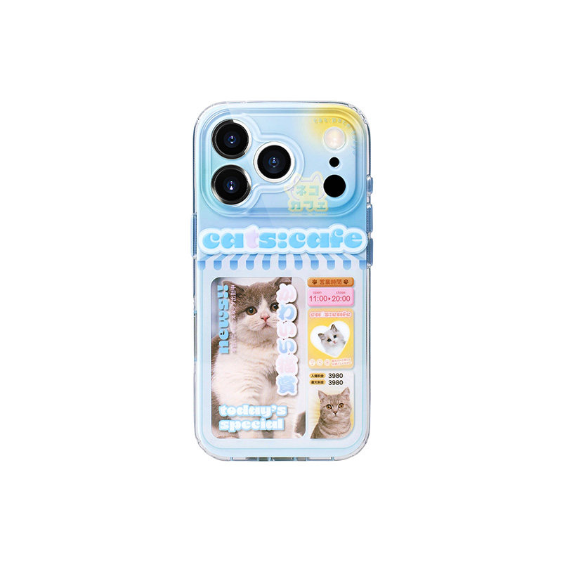 壳空间原创猫咖手机壳适用苹果17Pro16promax外壳iPhone15pro新款防摔可换卡片小众高级感光面全包保护巨好看