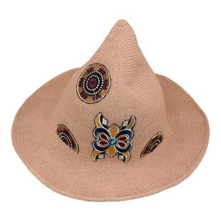 夏季云南民族风绣花大檐帽时尚文艺刺绣遮阳帽子女法师女巫帽