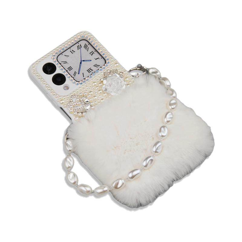 适用于华为novaflips折叠屏带挂绳毛绒可爱秋冬季手链带钻2025新款全包防摔女獭兔毛保护套明星同款高级卡通