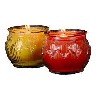 植物莲花酥油灯灯盏桌面平口灯家用无烟香薰蜡烛客厅供佛灯长明灯