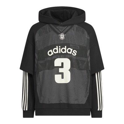 Adidas/阿迪达斯正品2025秋季款男士耐穿连帽假两件卫衣KC2607