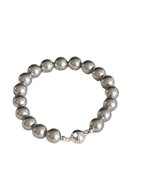 高级灰施家珍珠手链S925银磁吸扣