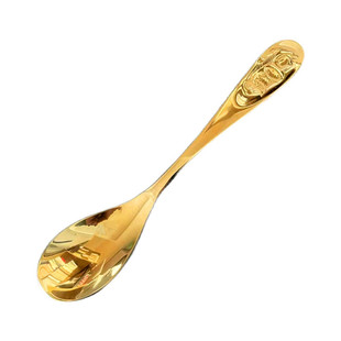 纯铜勺子家用黄铜小汤勺汤匙成人儿童吃饭勺创意长柄加厚补铜餐具