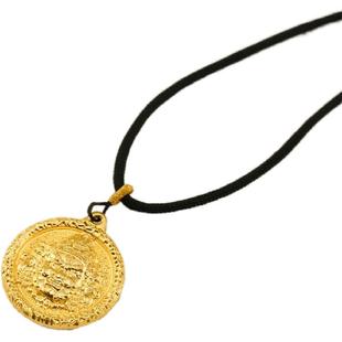 金包银锤纹黄财神吊坠足金足银招财圆盘扎基拉姆挂坠情人节送礼物
