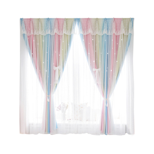 窗帘免打孔安装卧室ins风遮光帘出租屋遮光魔术贴粘贴式2026新款