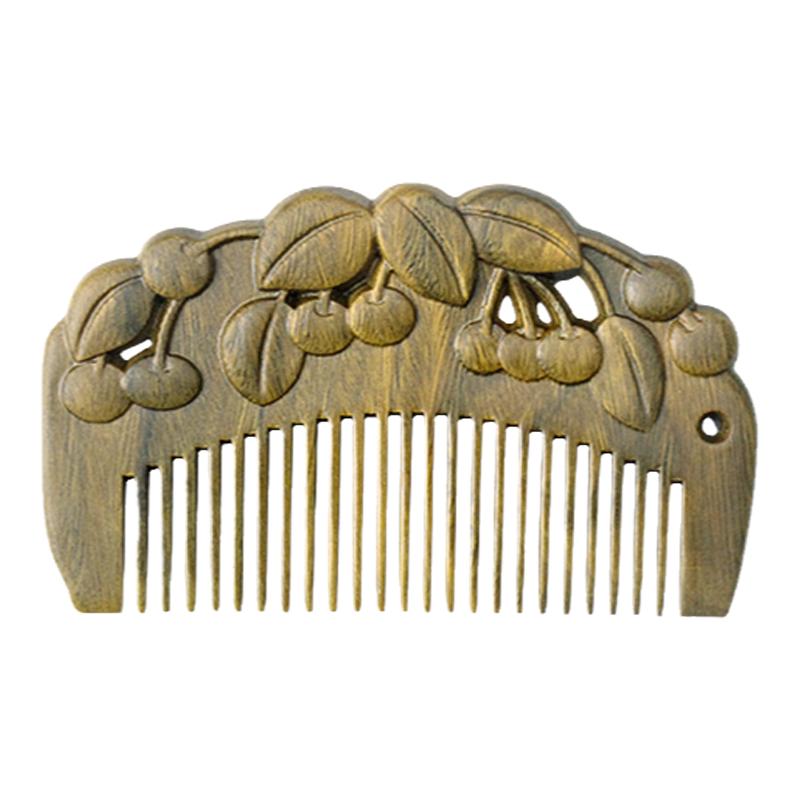 小李子天然绿檀木梳女宝宝迷你雕花梳子定制刻字随身便携小梳子