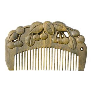 小李子天然绿檀木梳女宝宝迷你雕花梳子定制刻字随身便携小梳子