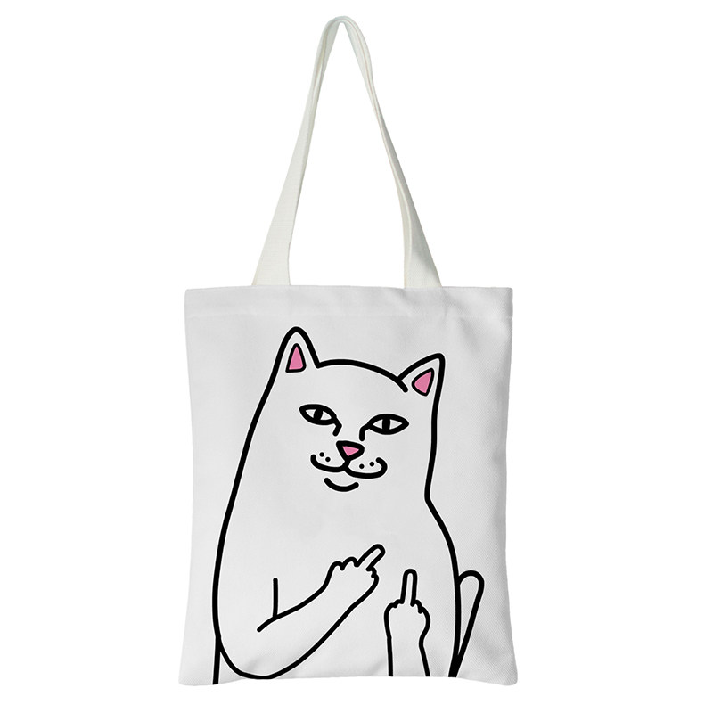 潮牌中指猫ripndip贱猫海报周边单肩手提环保购物运动帆布袋子包