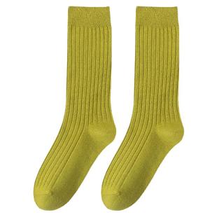 彩色袜子女中筒袜ins潮纯棉网红超火竖条纹堆堆袜春秋款纯色袜