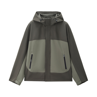 佐丹奴防风夹克男春季新款防泼水撞色口袋宽松连帽外套男01075079