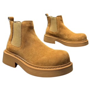 切尔西靴男增高男士厚底马丁靴翻毛藏靴子男款男式真皮短靴雪地靴