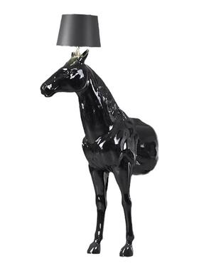 创意摆件玻璃钢雕塑半马落地灯会所KTV酒店灯饰树脂马头工艺品