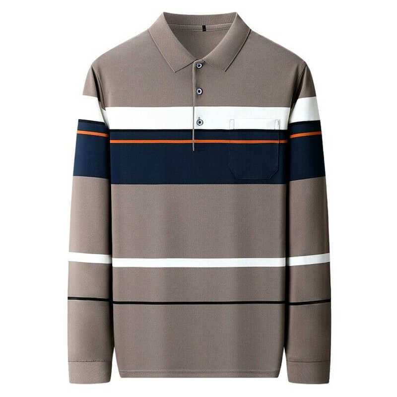 春秋薄款丝光棉长袖t恤男士POLO