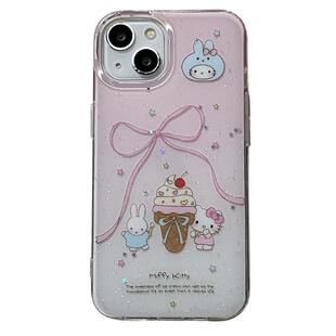 可爱米菲兔卡通猫咪适用苹果iPhone16ProMax手机壳15pro新款14带链条13小众14promax硅胶16pro少女心15全包套