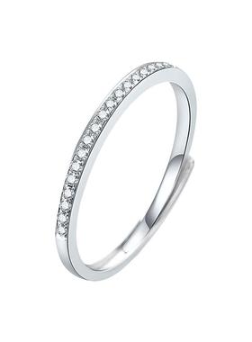 S925银食指戒女开口细面小清新