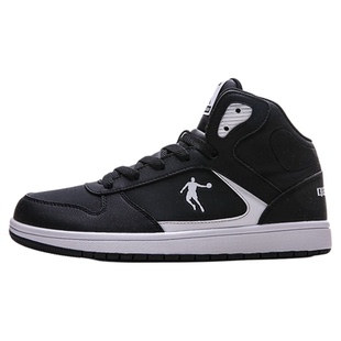 乔丹高帮板鞋男春季新款黑色男鞋官方正品潮流休闲鞋青少年运动鞋