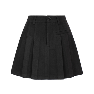 2025新款韩系学院风毛呢西装百褶裙女高腰显瘦a字短裙秋冬装裙子