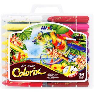AMOS韩国进口儿童蜡笔安全无毒可水洗宝宝旋转画笔套装炫彩油画棒