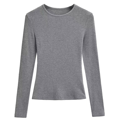 纯色柔软大弹力加绒长袖打底衫