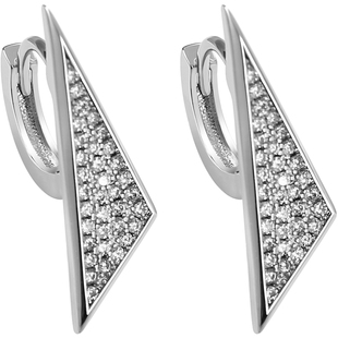 微镶满钻三角形耳环女玫瑰金耳扣独特小众设计感耳钉925银针耳饰