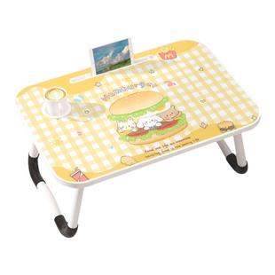 床上小桌子黄色卡通汉堡学生学习写字可折叠小桌板笔记本电脑懒人支架办公桌卧室儿童飘窗桌宿舍上铺小桌子