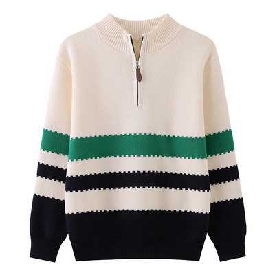 男童毛衣拉链半高立领儿童秋冬