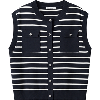 【播奥莱】播 bo 商场同款叠穿条纹针织马甲女25春BDS1UD1277