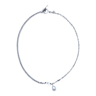 JAMY WEE原创设计 中性情侣天然珍珠吊坠简约个性钛钢锁骨链项链