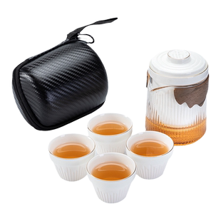 玻璃快客杯便携式旅行茶具小套装简易单人日式户外泡茶壶功夫茶杯