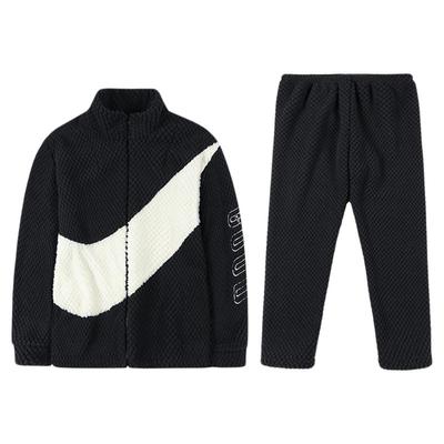 法兰绒家居服加绒加厚新款男士