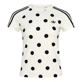 Adidas阿迪达斯三叶草女子短袖26夏波点修身圆领T恤KV1193 KV1192