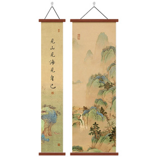 宋氏美学山水画入户玄关装饰画背后有靠山走廊尽头挂画高级感壁画