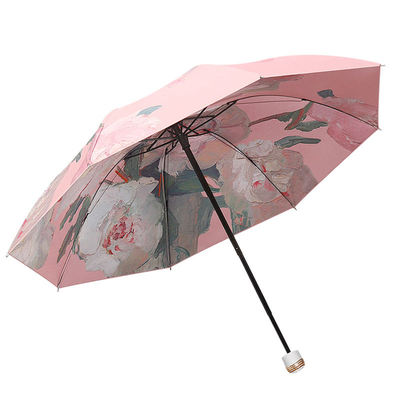 知临双面黑胶折叠防晒晴雨伞