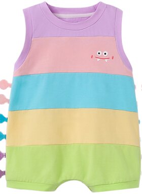 婴儿衣服夏季新款宝宝哈衣毛毛虫爬服超萌新生婴儿纯棉外出连体衣