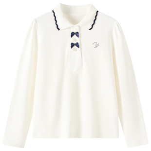 英氏女童长袖T恤2026春季新款儿童POLO衫女孩甜美学院打底衫上衣